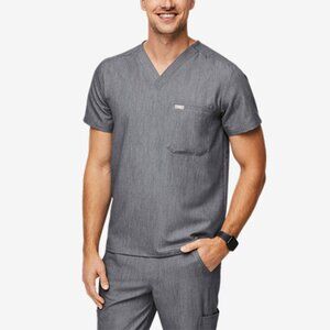 FIGS Men's Chisec Three-Pocket Scrub Top Charcoal L